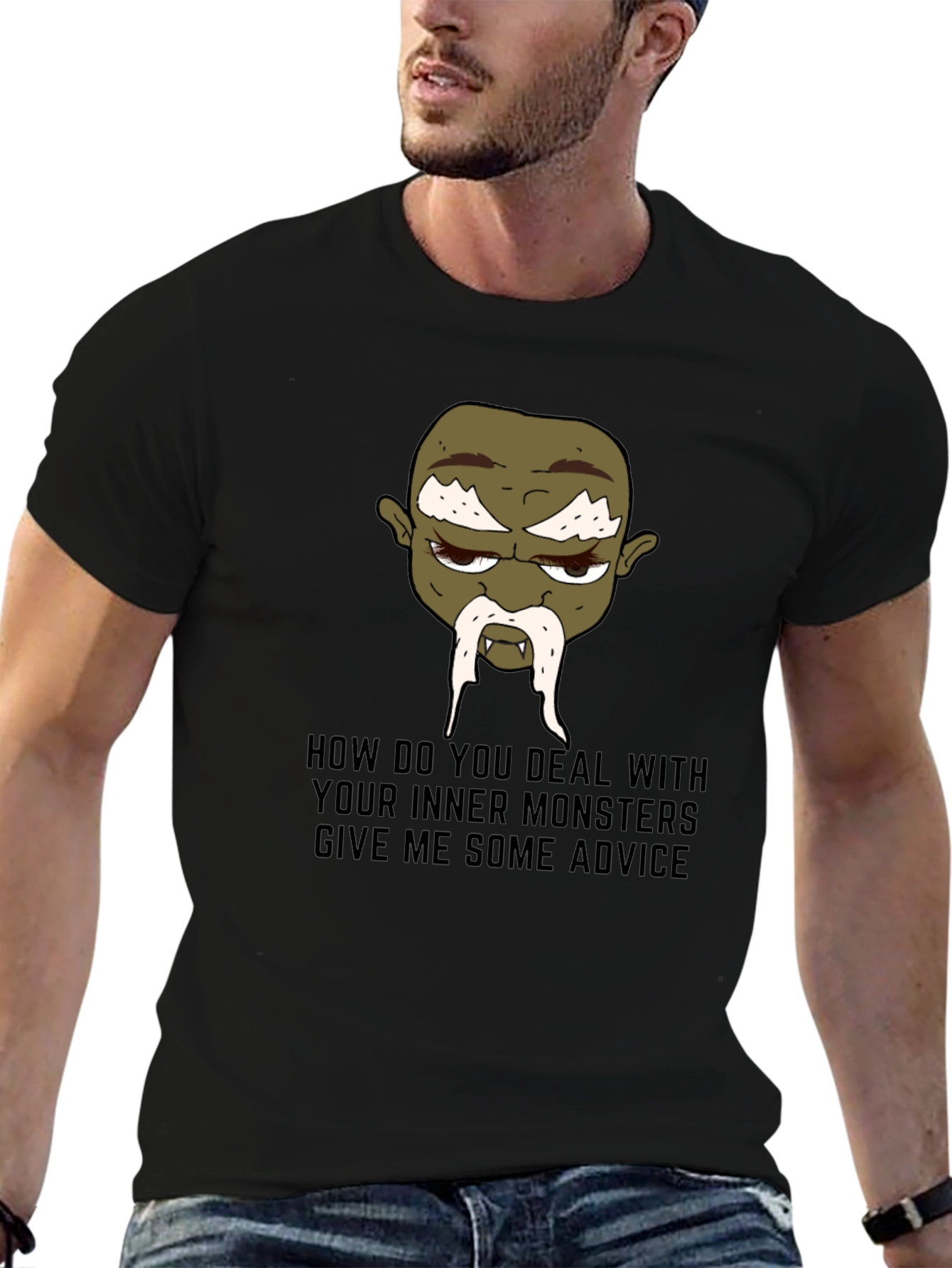 Monster Advice Graphic Tee - Black Cotton T-Shirt