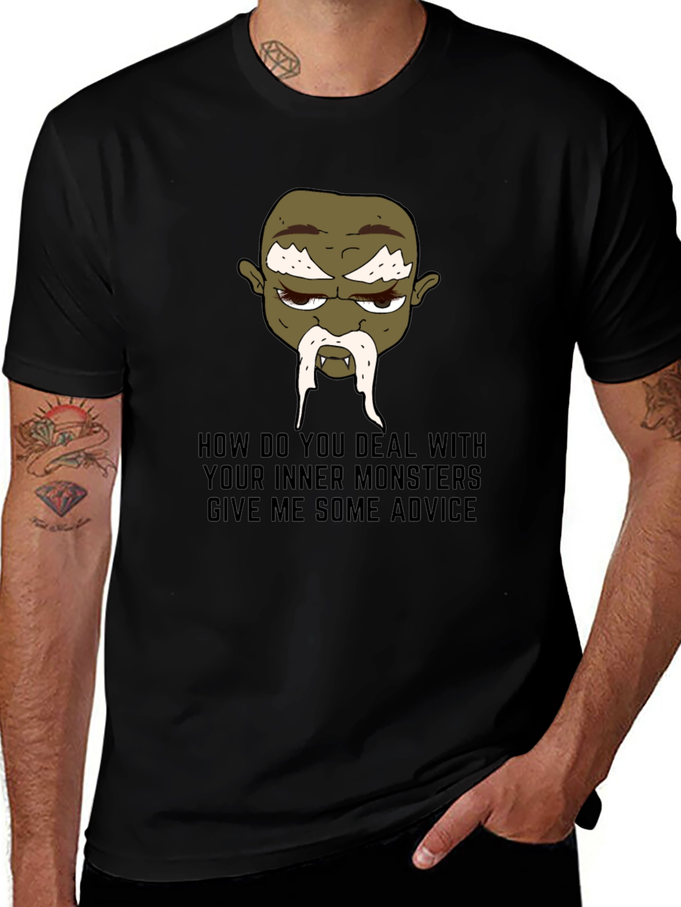 Monster Advice Graphic Tee - Black Cotton T-Shirt