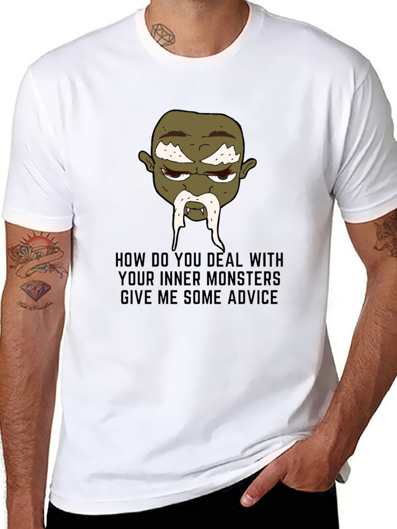 Monster Advice Graphic Tee - Black Cotton T-Shirt