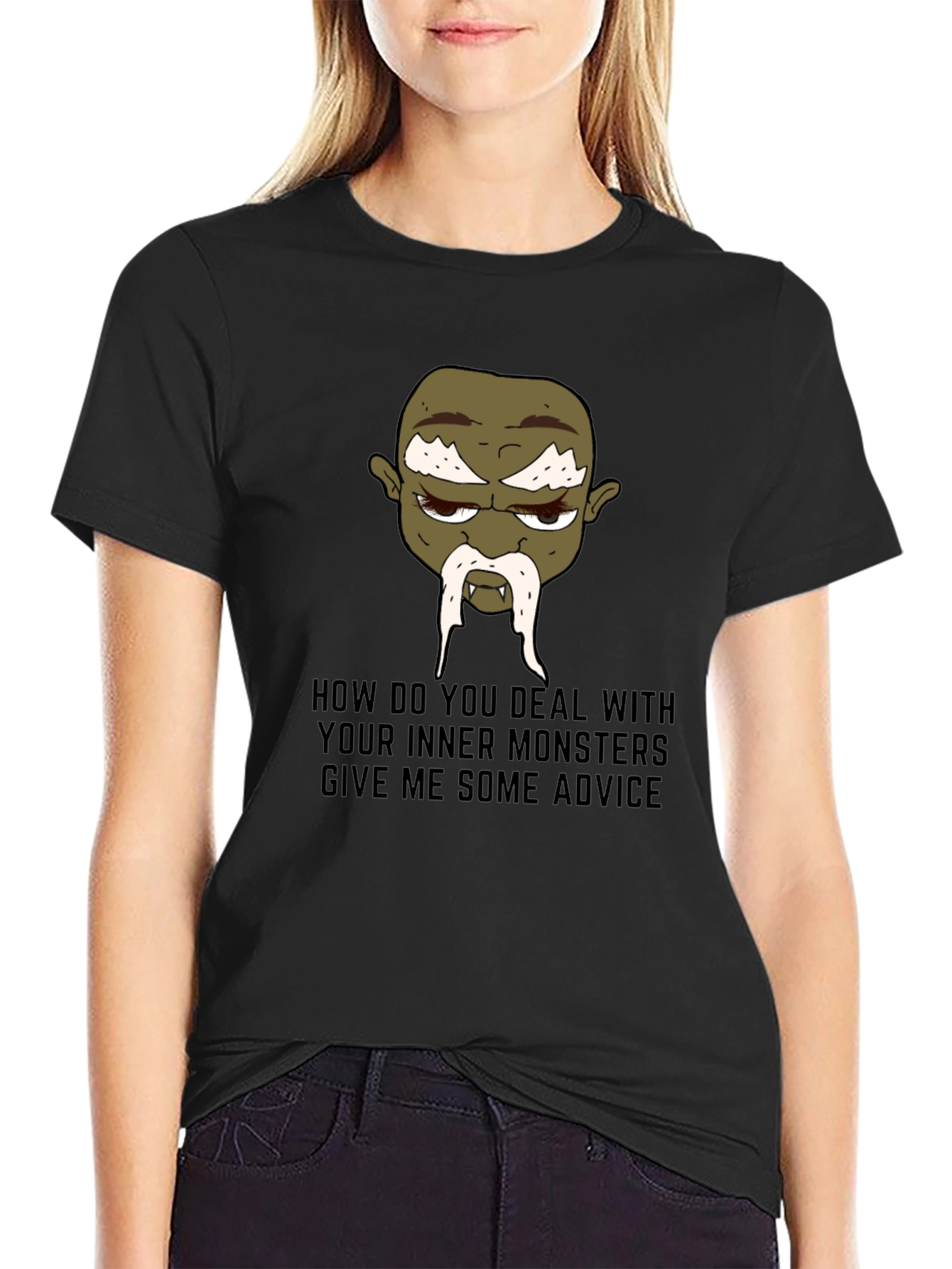 Monster Advice Graphic Tee - Black Cotton T-Shirt