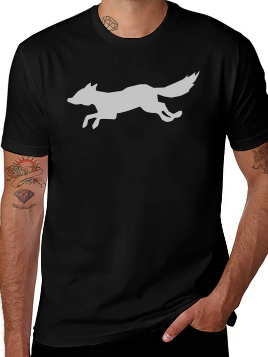 Sleek Fox Graphic Tee - Black Cotton Blend