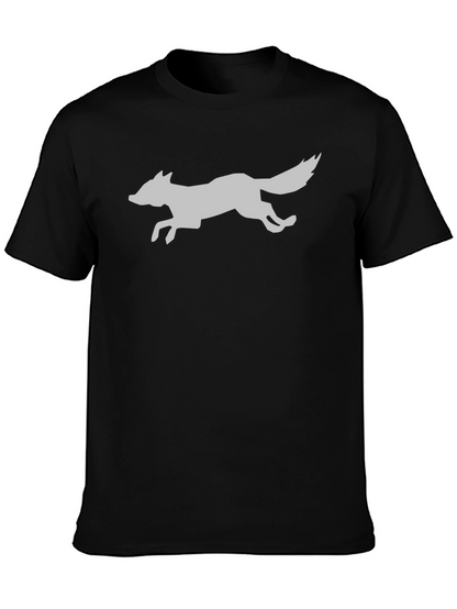 Sleek Fox Graphic Tee - Black Cotton Blend