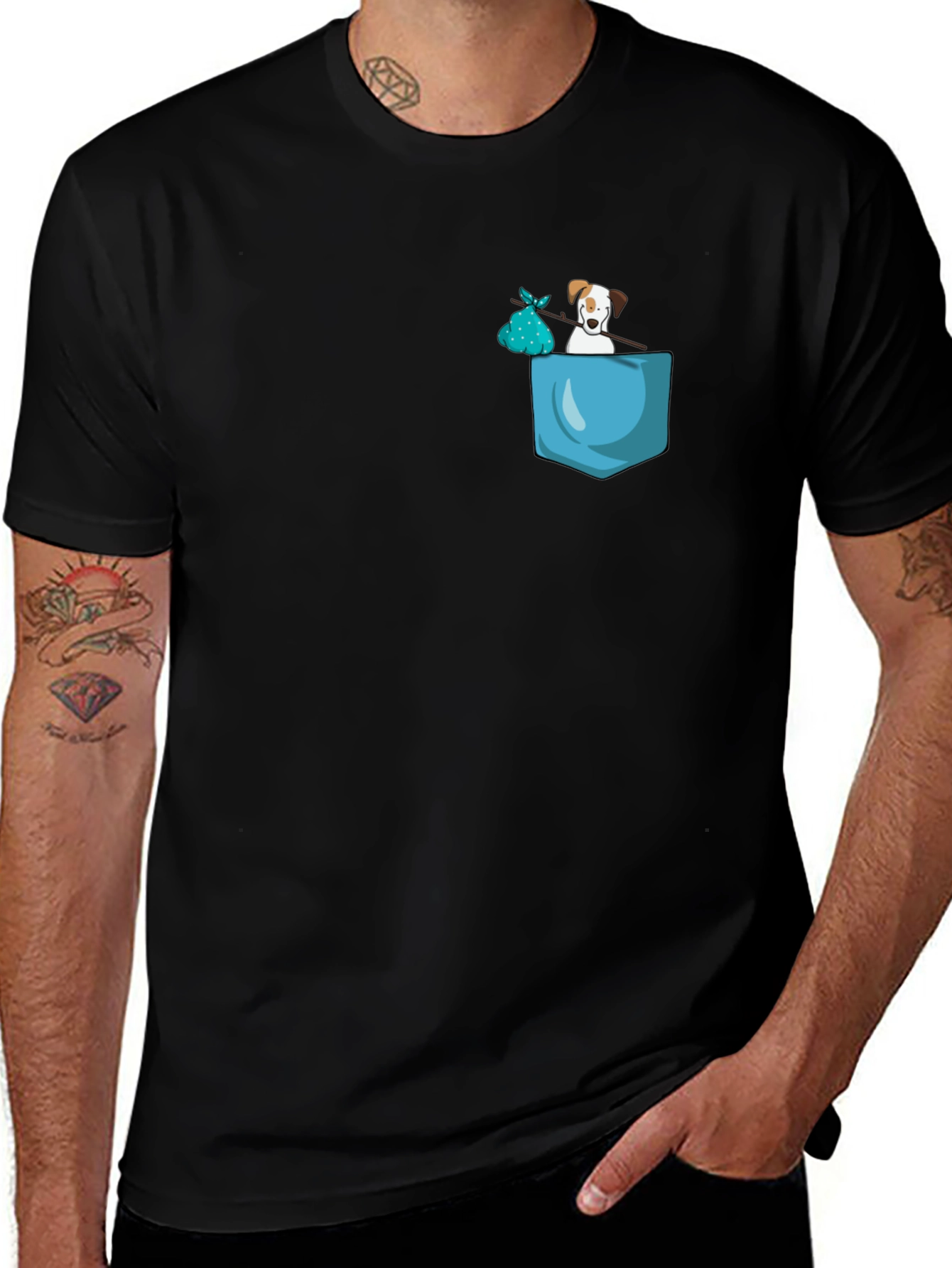Dog in Pocket Graphic Tee - Trendy Casual Wear