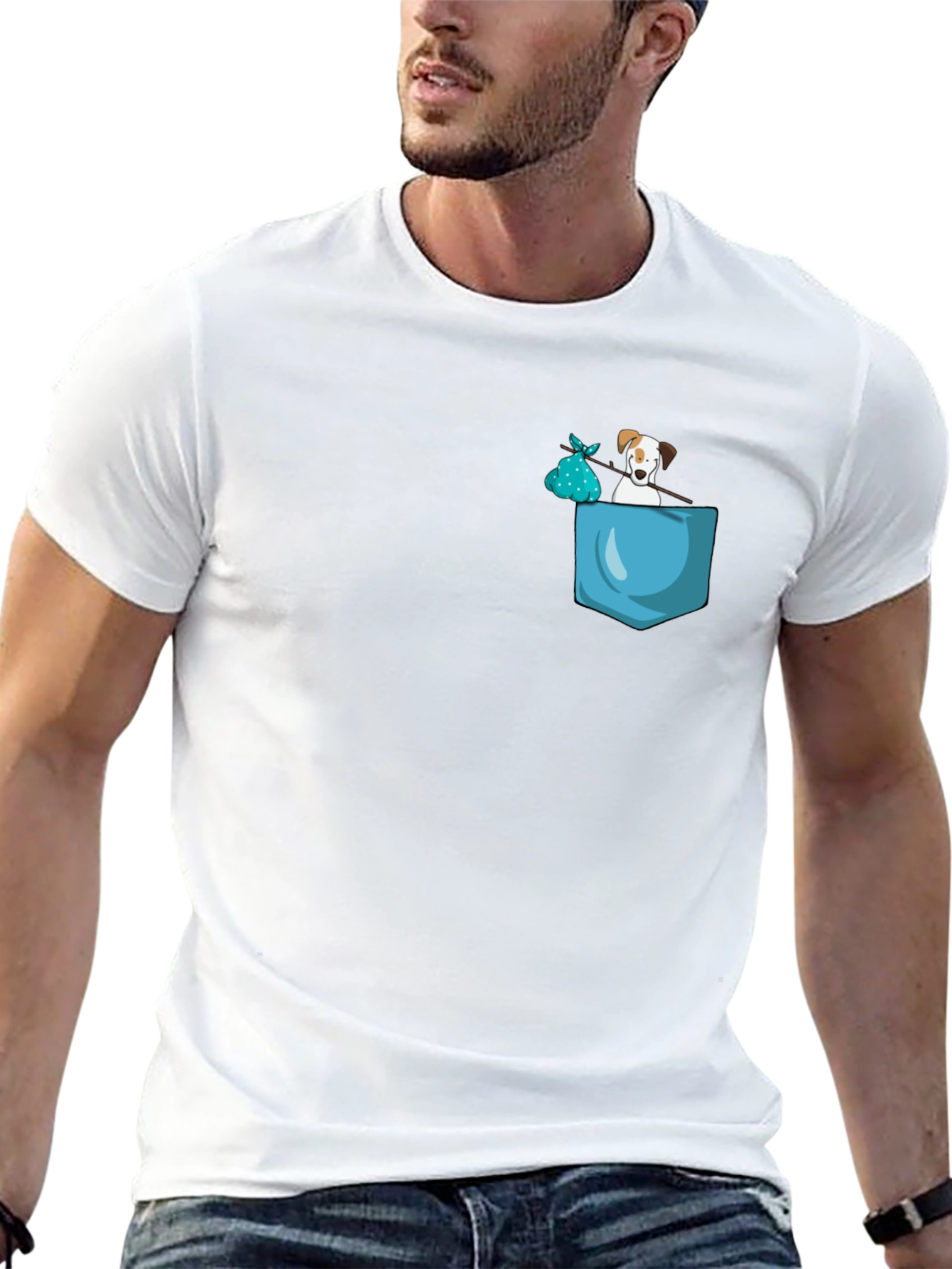 Dog in Pocket Graphic Tee - Trendy Casual Wear