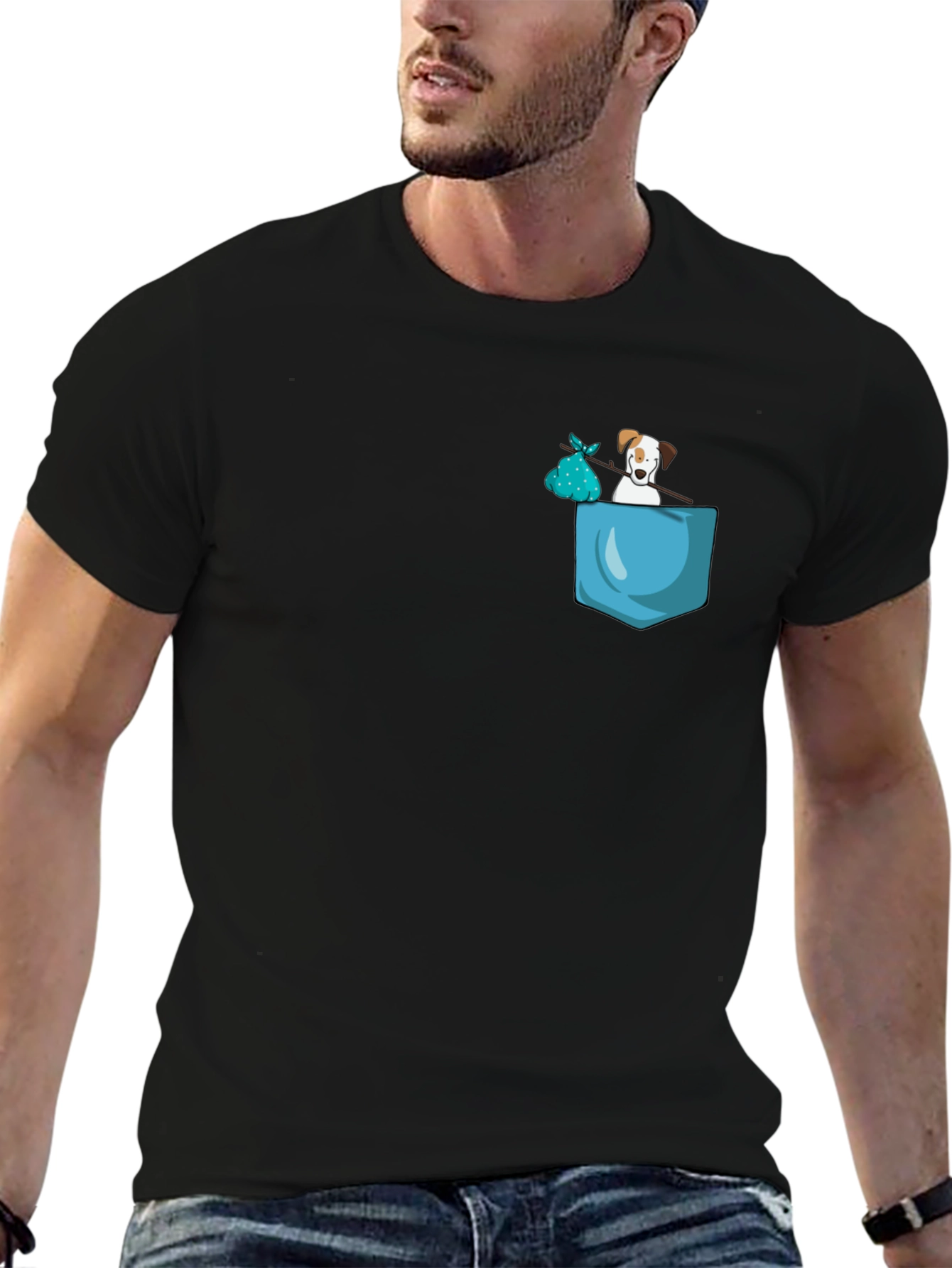 Dog in Pocket Graphic Tee - Trendy Casual Wear