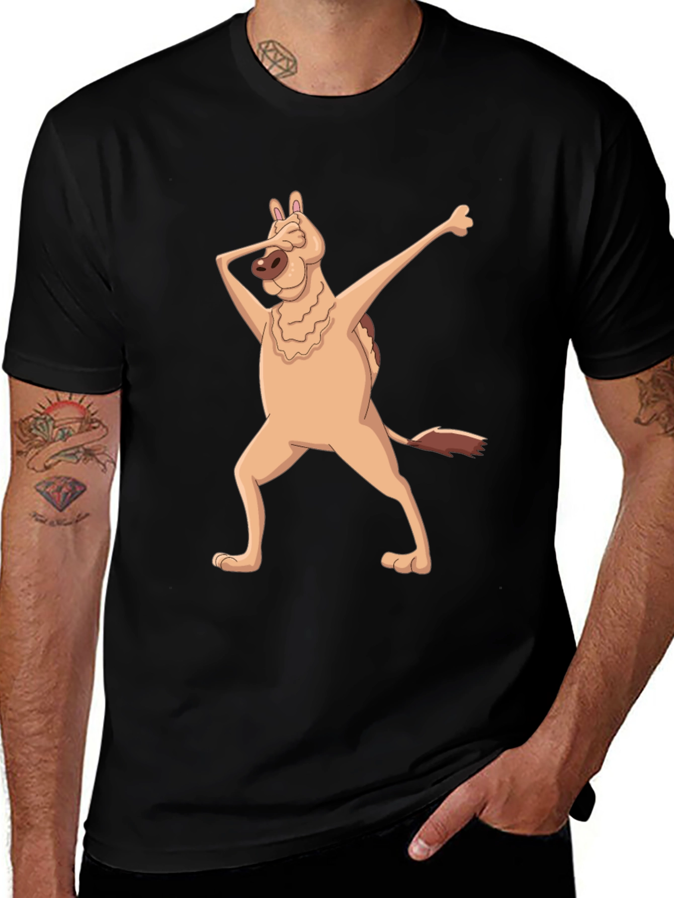 Dabbing Dog Graphic T-Shirt - Mens Black Tee