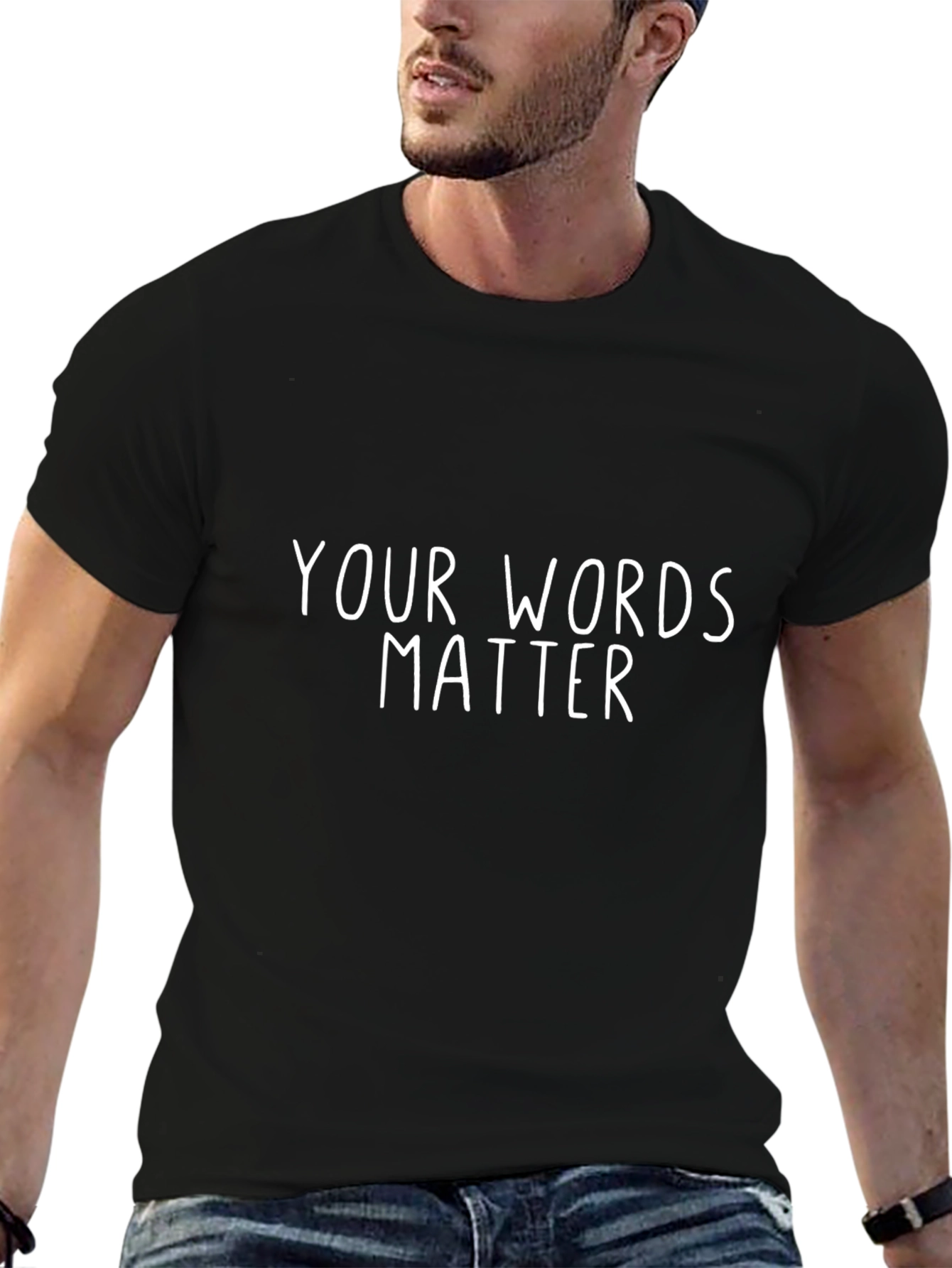 Your Words Matter Graphic T-Shirt - Black