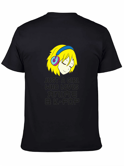 Anime & K-Pop Girl Black T-Shirt