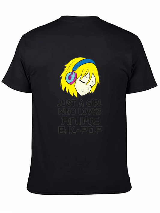 Anime & K-Pop Girl Black T-Shirt