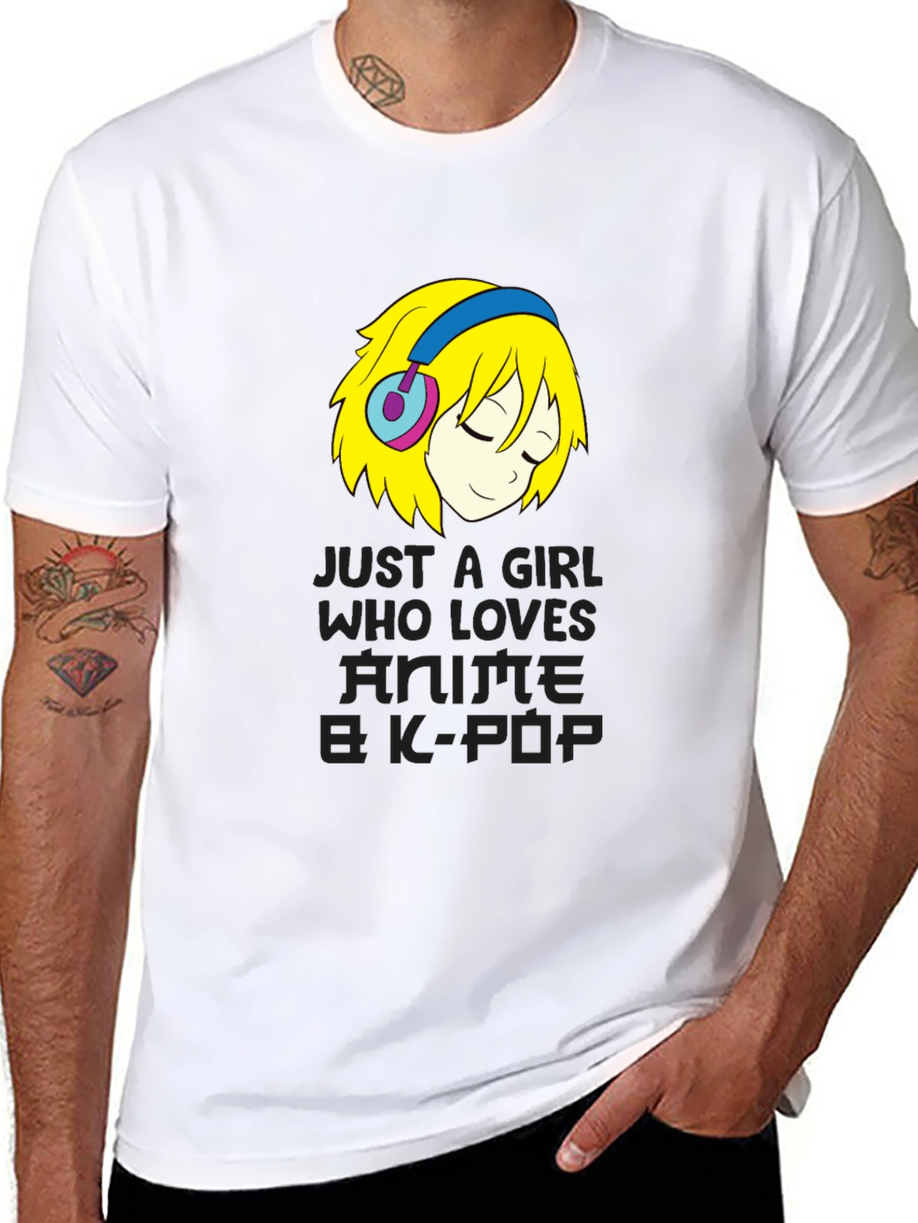 Anime & K-Pop Girl Black T-Shirt