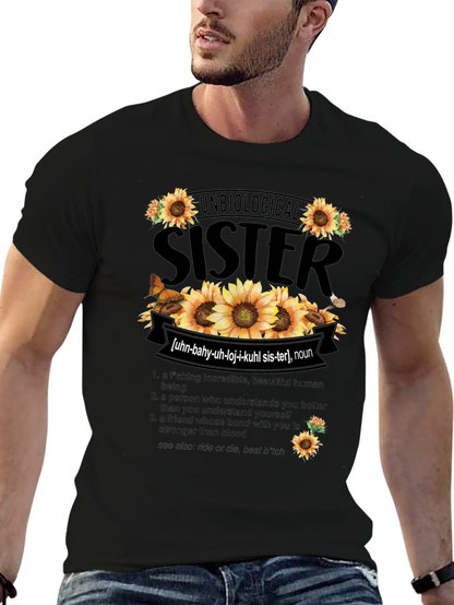 Unbiological Sister Sunflower Graphic T-Shirt