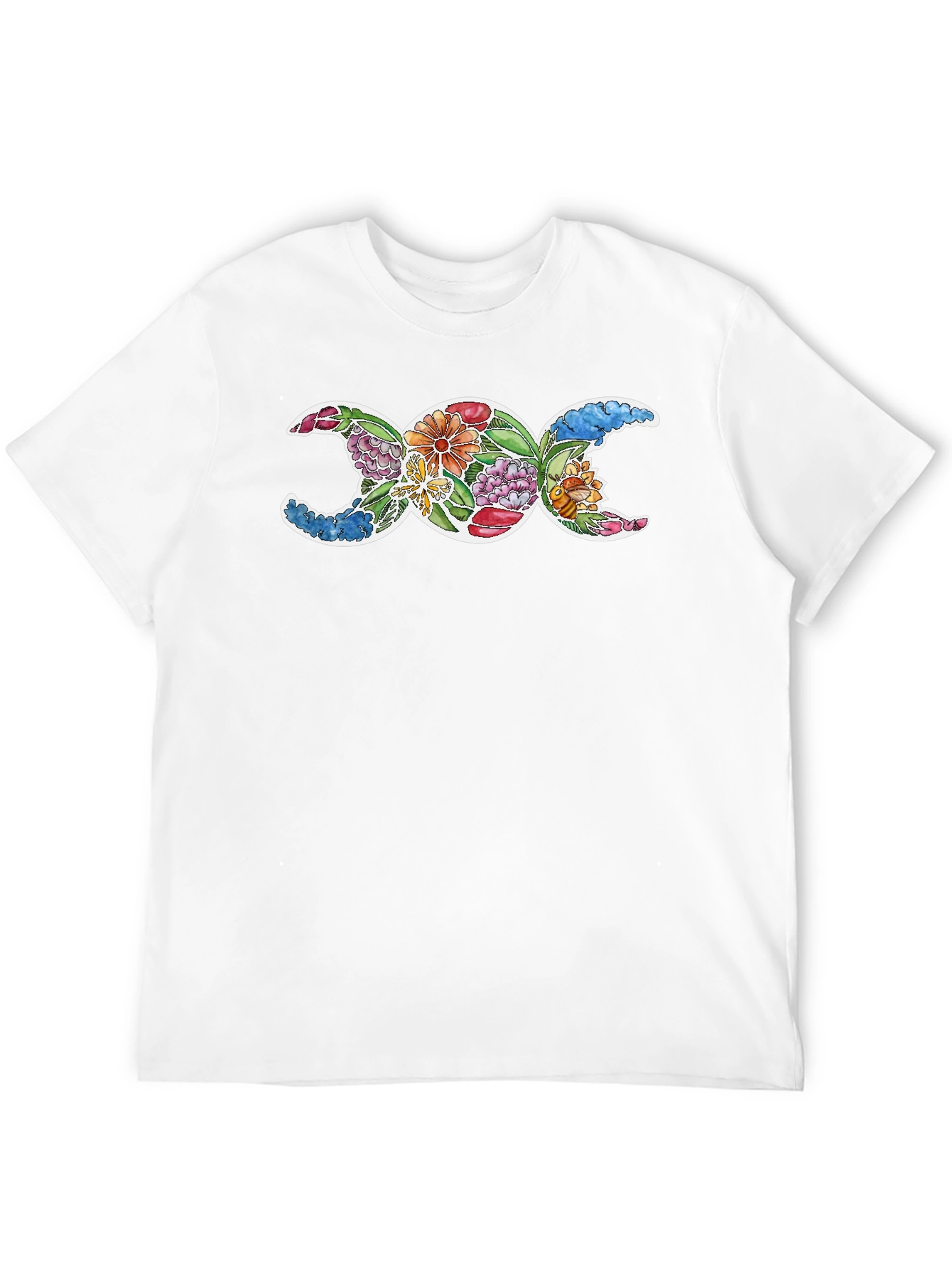 Floral Triple Moon Goddess Black T-Shirt