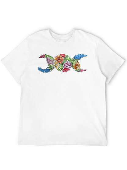 Floral Triple Moon Goddess Black T-Shirt