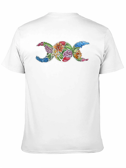 Floral Triple Moon Goddess Black T-Shirt