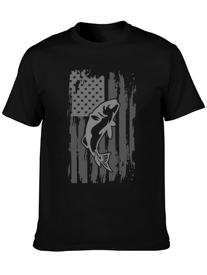 American Flag Fishing T-Shirt - Bass Graphic Tee
