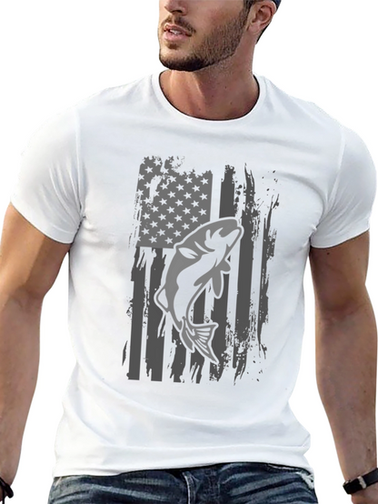 American Flag Fishing T-Shirt - Bass Graphic Tee