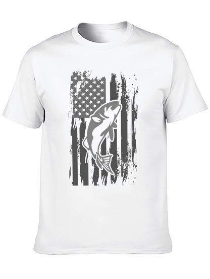 American Flag Fishing T-Shirt - Bass Graphic Tee