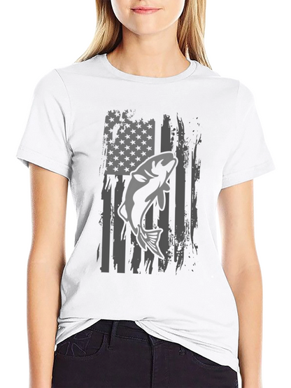 American Flag Fishing T-Shirt - Bass Graphic Tee
