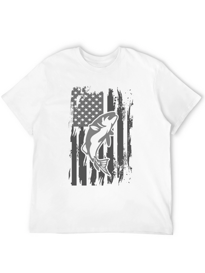 American Flag Fishing T-Shirt - Bass Graphic Tee