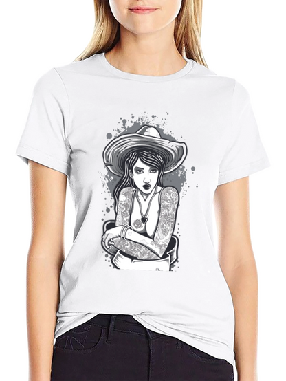 Tattooed Woman T-Shirt - Black Graphic Tee