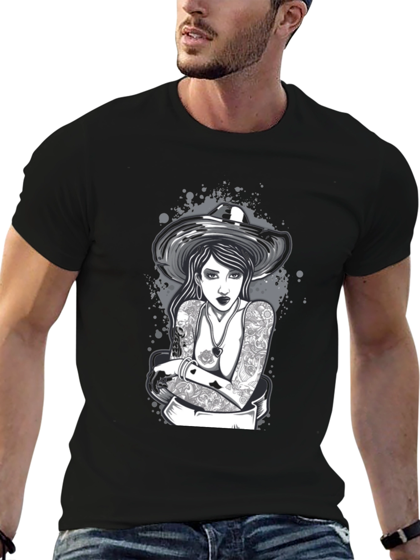 Tattooed Woman T-Shirt - Black Graphic Tee