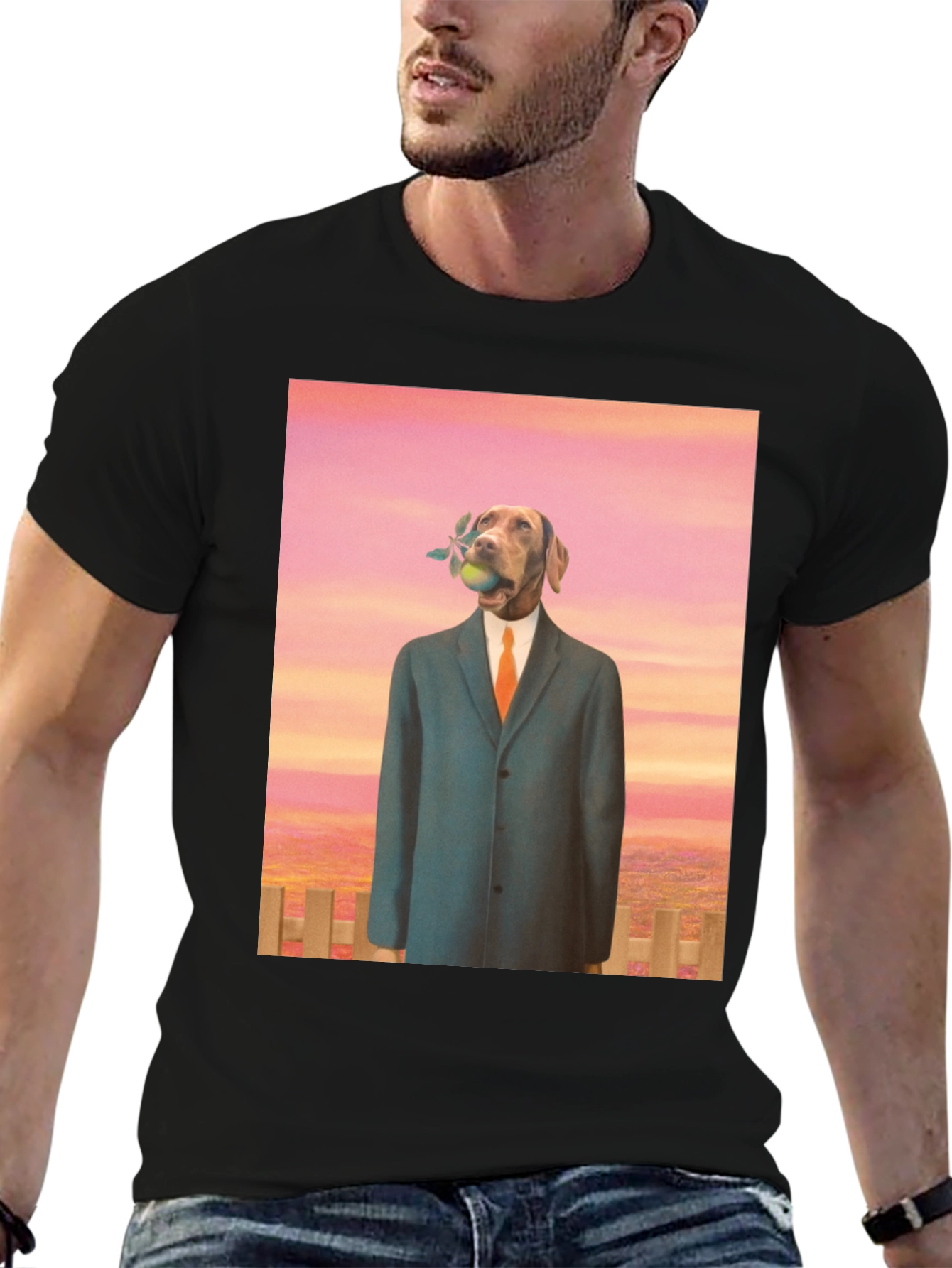 Dog in Suit Graphic Tee - Unique Art T-Shirt