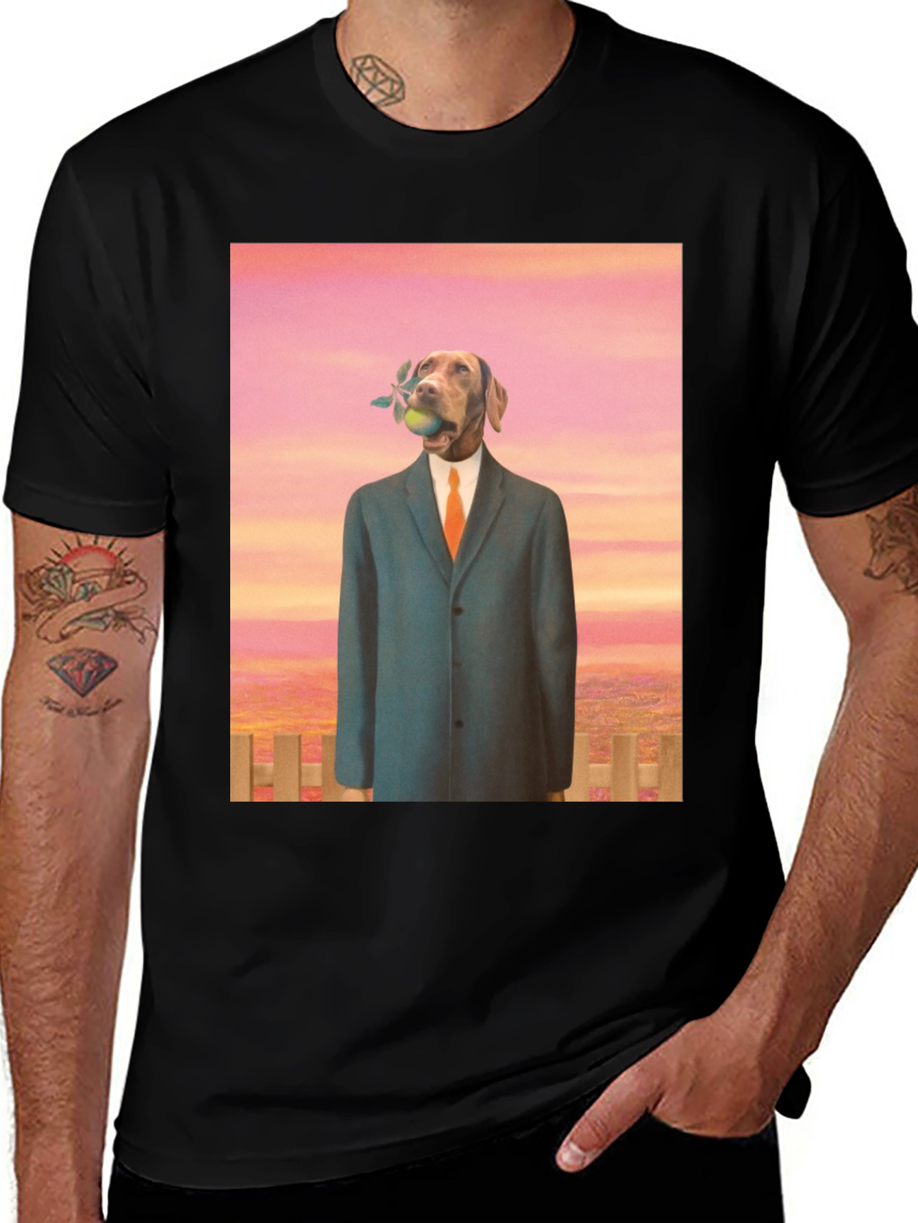 Dog in Suit Graphic Tee - Unique Art T-Shirt