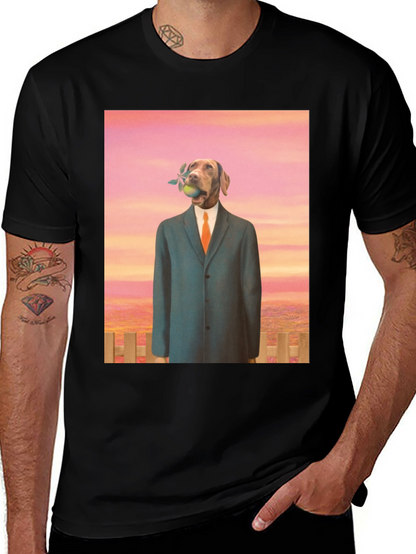 Dog in Suit Graphic Tee - Unique Art T-Shirt