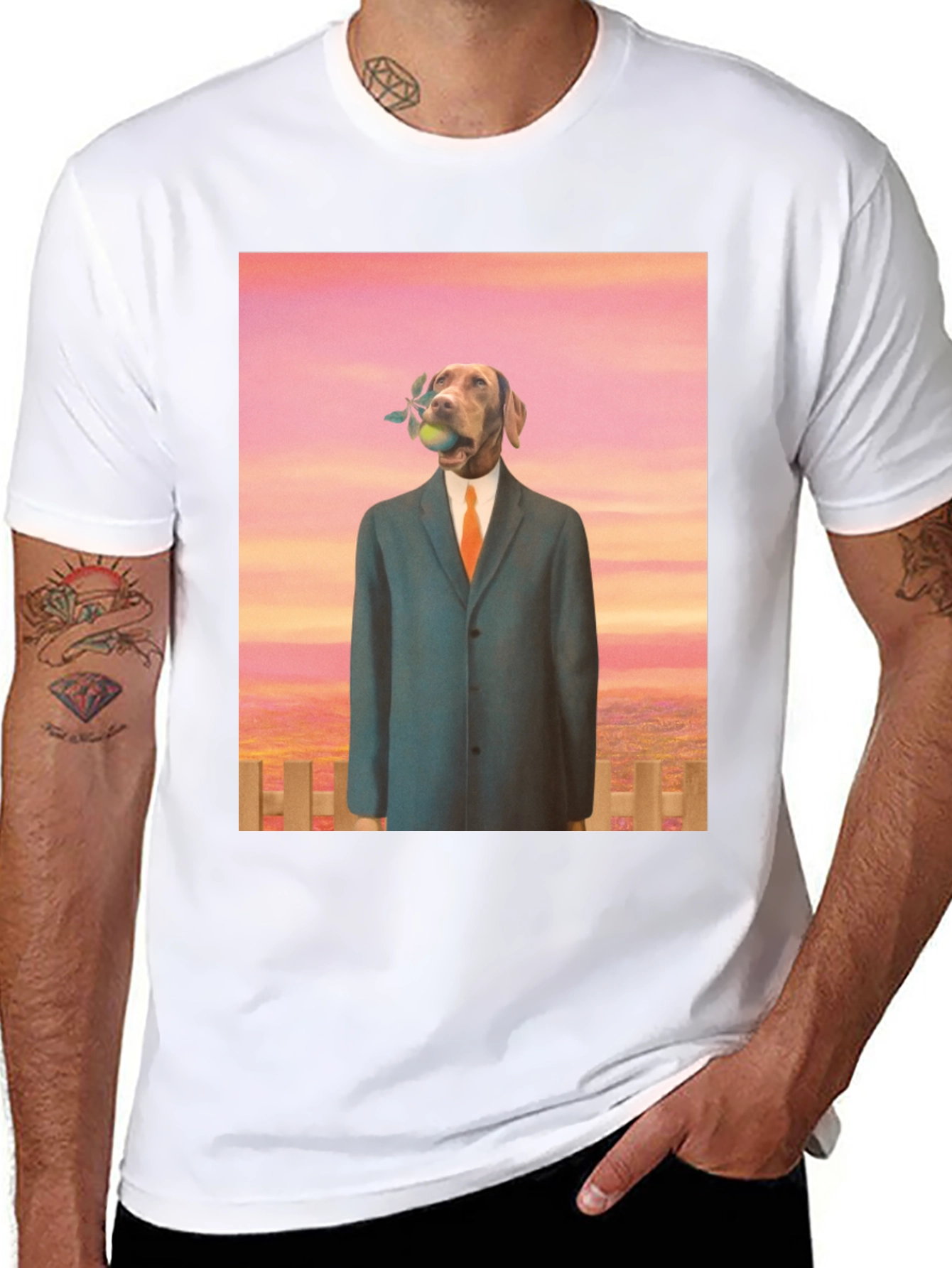 Dog in Suit Graphic Tee - Unique Art T-Shirt