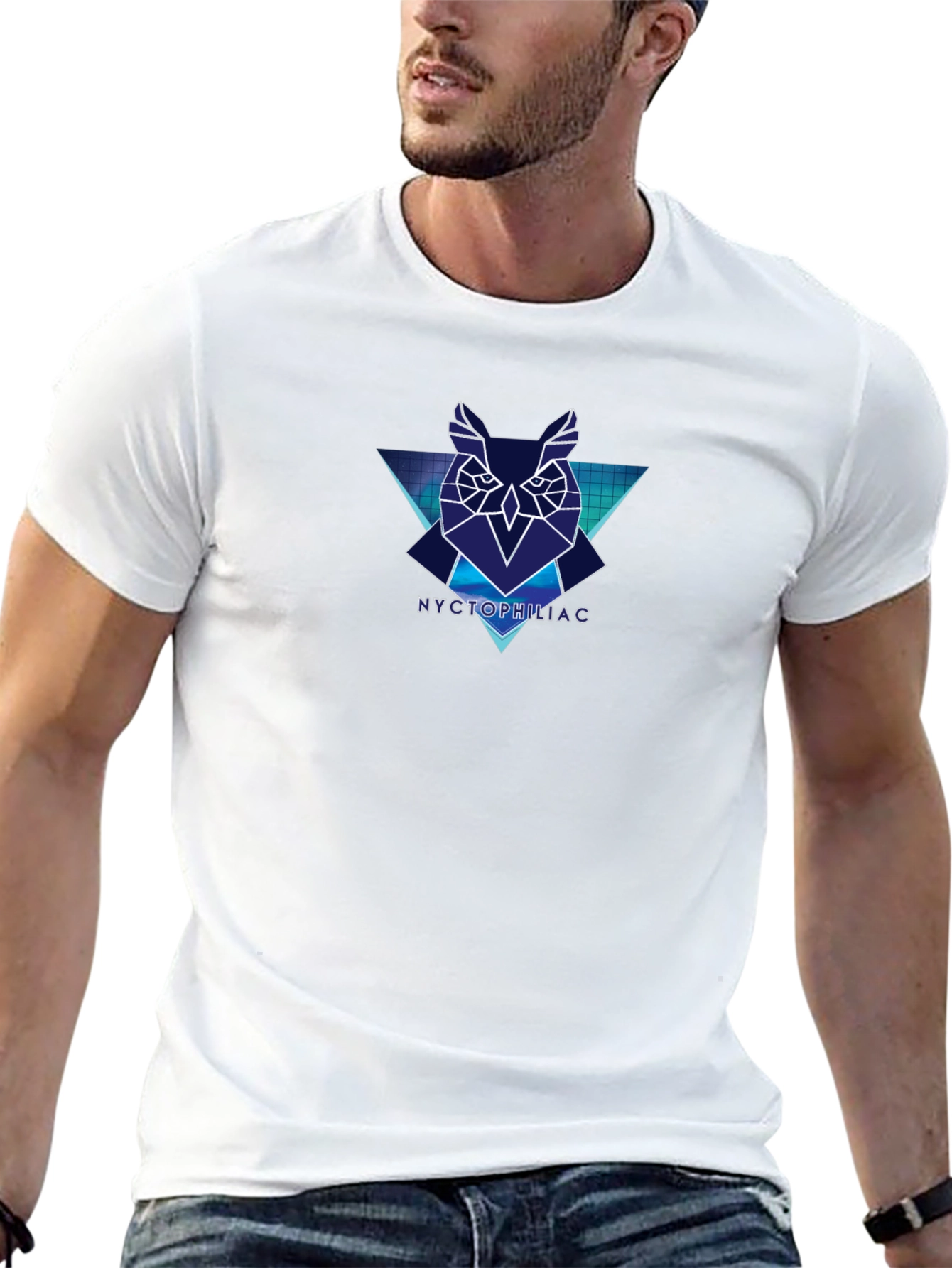 Geometric Owl Graphic Black T-Shirt - Nyctophiliac Design
