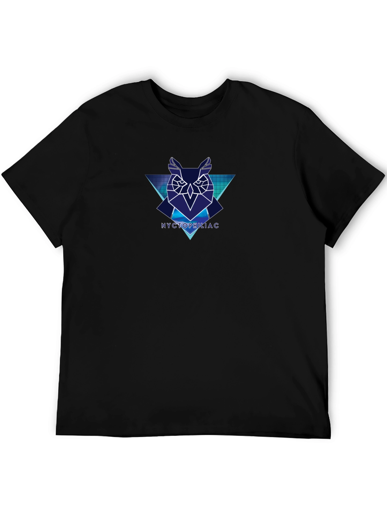 Geometric Owl Graphic Black T-Shirt - Nyctophiliac Design
