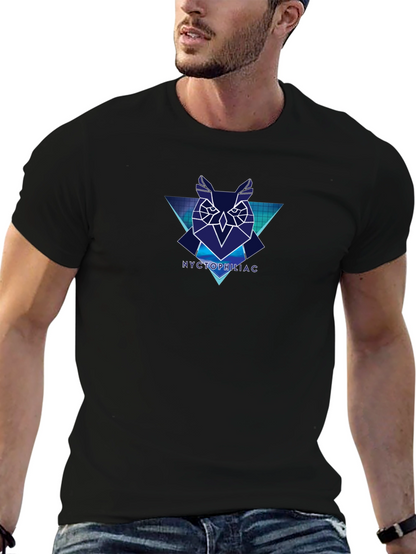 Geometric Owl Graphic Black T-Shirt - Nyctophiliac Design