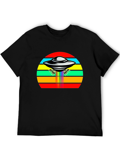 Retro UFO Rainbow T-Shirt - Black Tee