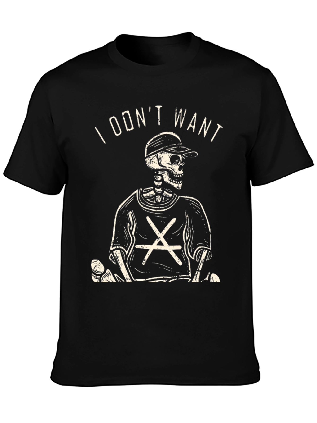 Skeleton Graphic Tee - I Dont Want Black T-Shirt
