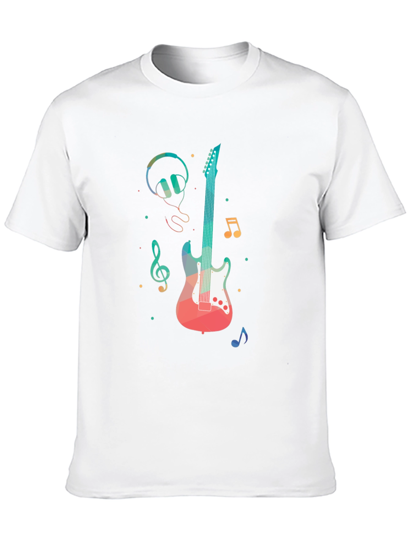 Music Lovers Tee: Guitar Headphones and Notes Design