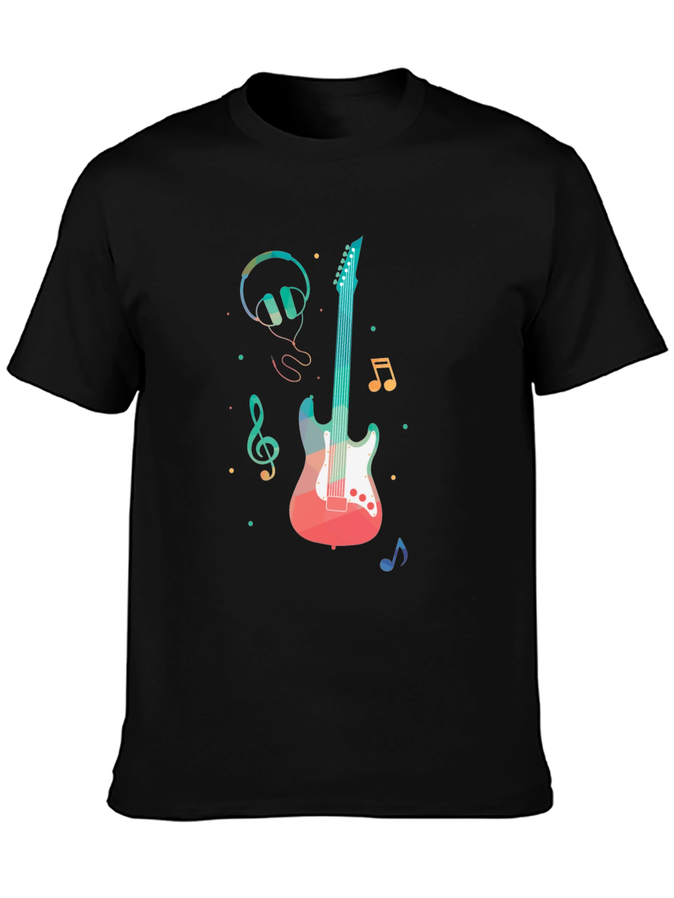 Music Lovers Tee: Guitar Headphones and Notes Design
