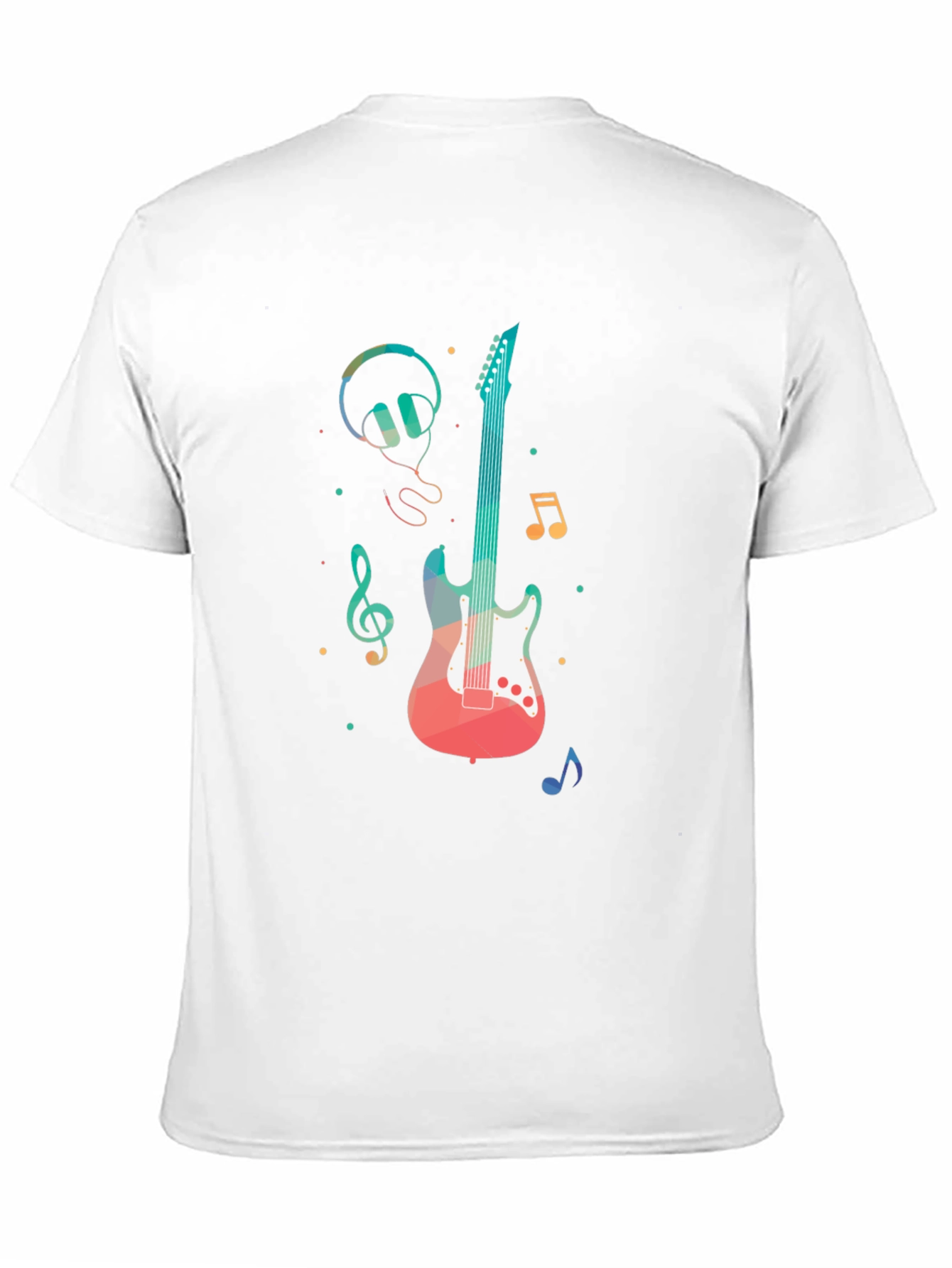 Music Lovers Tee: Guitar Headphones and Notes Design
