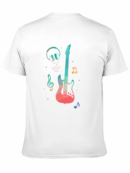 Music Lovers Tee: Guitar Headphones and Notes Design