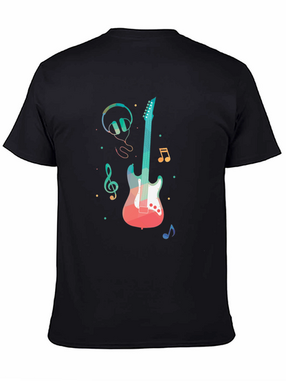Music Lovers Tee: Guitar Headphones and Notes Design