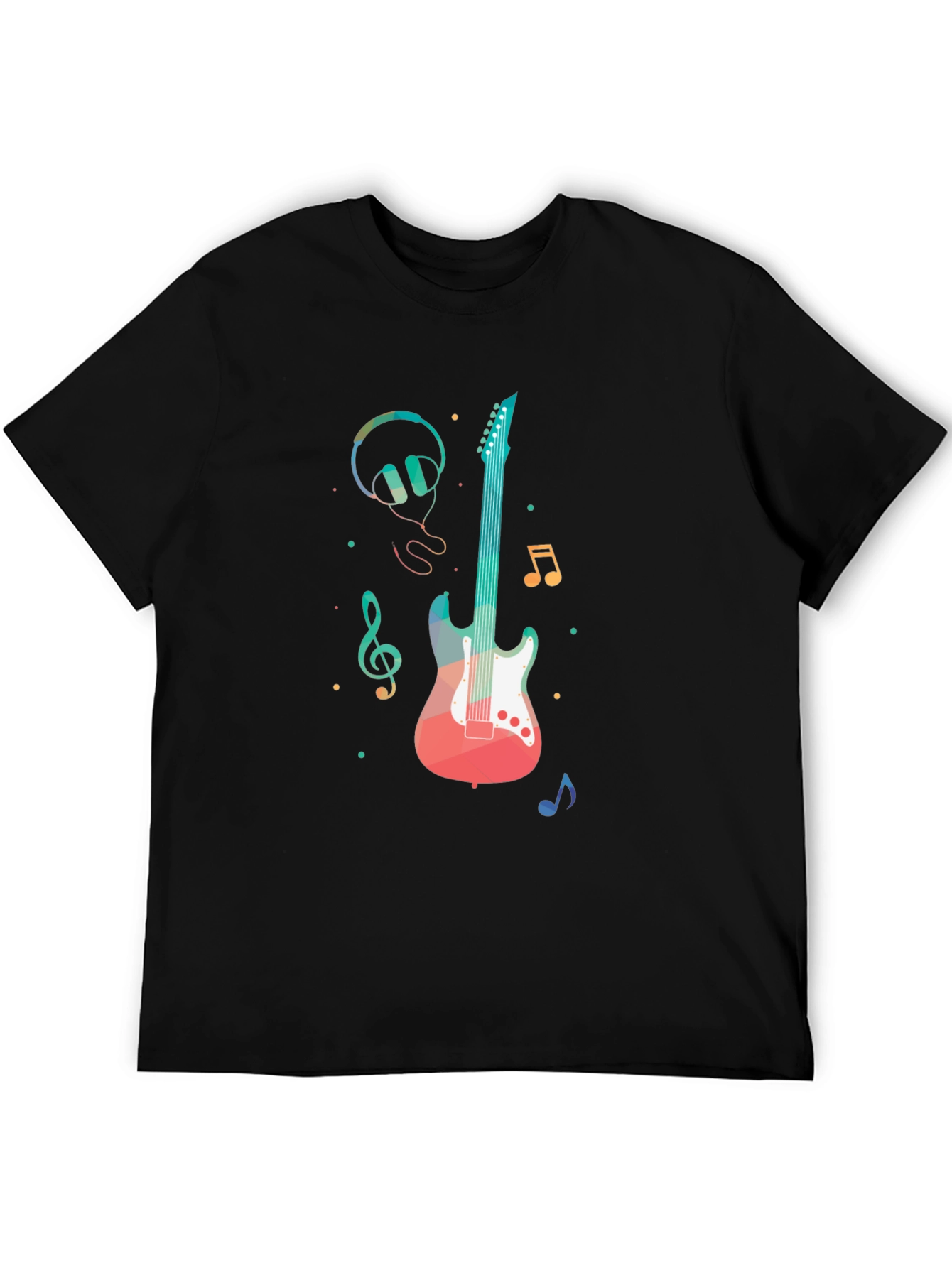 Music Lovers Tee: Guitar Headphones and Notes Design