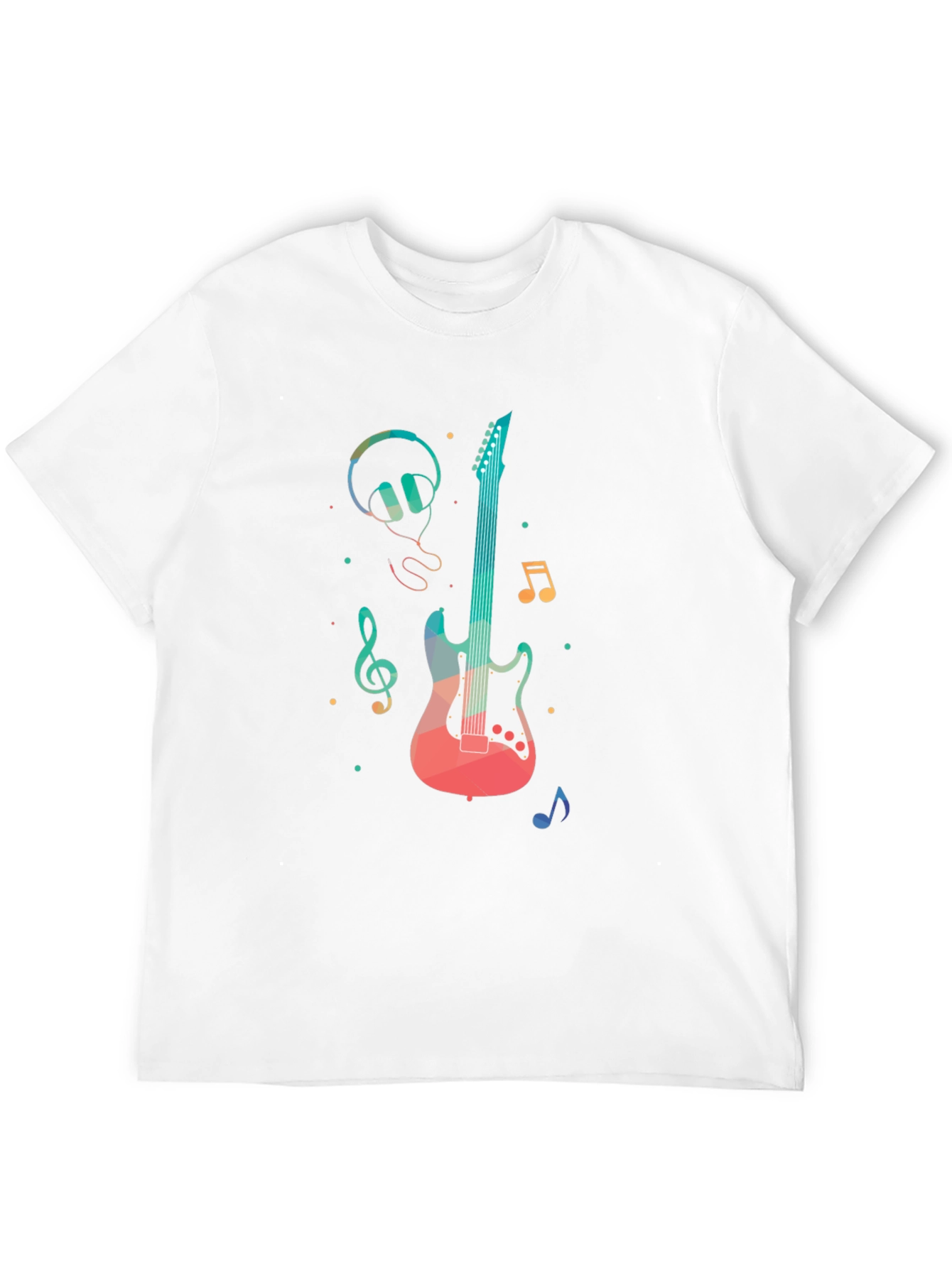 Music Lovers Tee: Guitar Headphones and Notes Design
