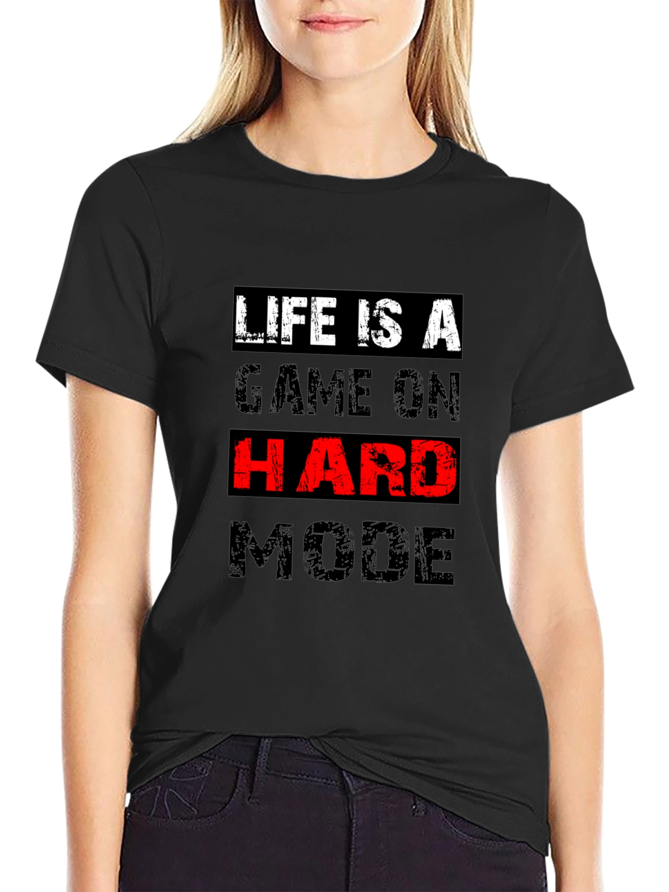 Life Is A Game On Hard Mode Black T-Shirt