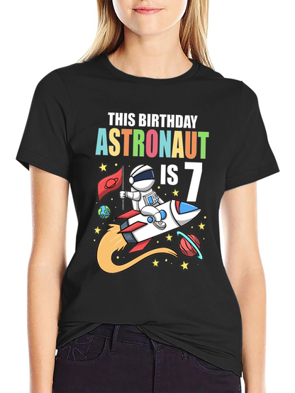 Astronaut Birthday T-Shirt - Is 7 Rocket Design