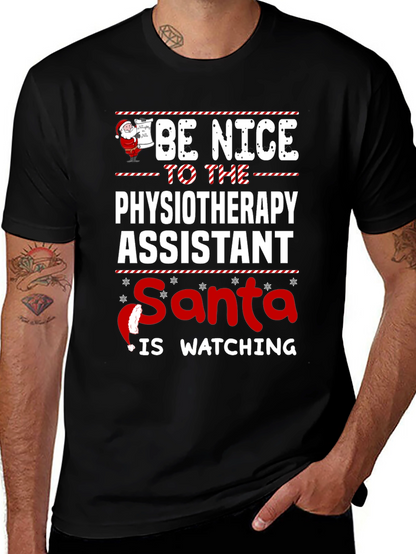 Physiotherapy Assistant Santa Watching T-Shirt