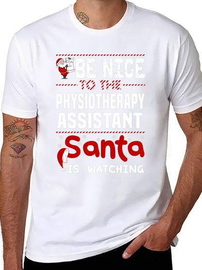 Physiotherapy Assistant Santa Watching T-Shirt