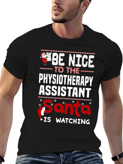 Physiotherapy Assistant Santa Watching T-Shirt