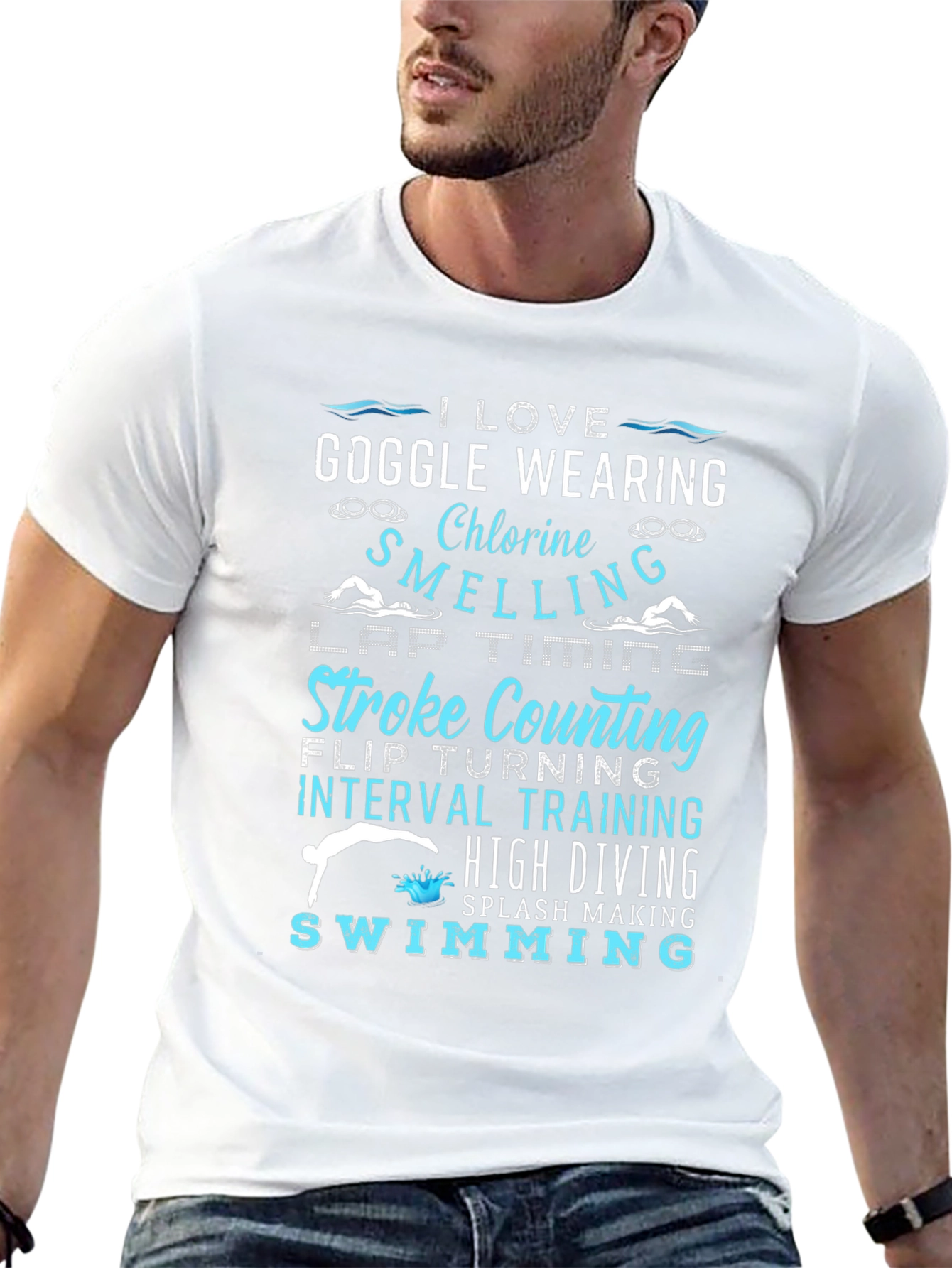 I Love Swimming Black T-Shirt
