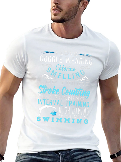 I Love Swimming Black T-Shirt