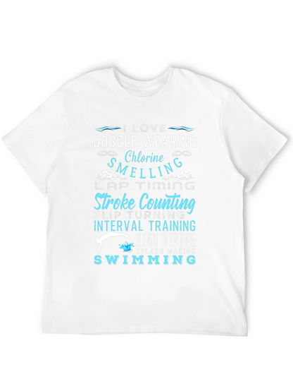 I Love Swimming Black T-Shirt