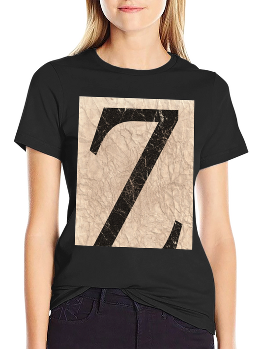 Abstract Letter Z Graphic Tee - Black Cotton Blend Shirt